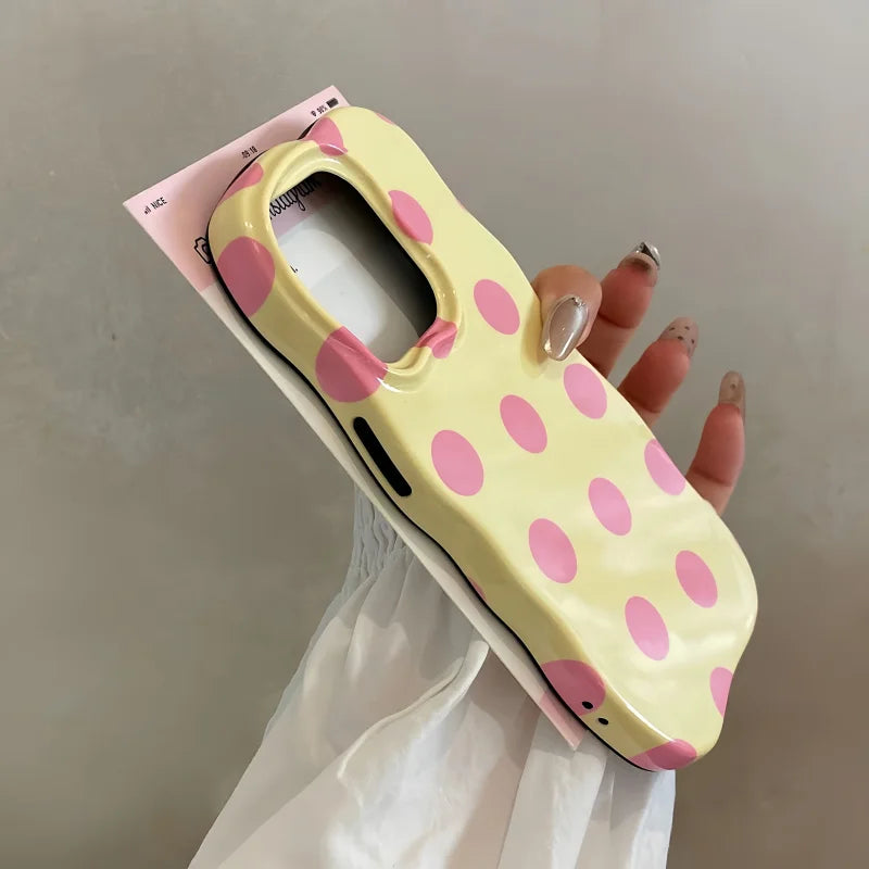 INS Cute Wave Fashion 2 in 1 Colorful Able Polka Dots Case For iPhone 16 15 14 13 Pro Max Camera Protect Shockproof Phone Cover