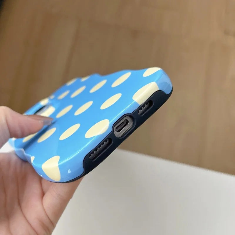 INS Cute Wave Fashion 2 in 1 Colorful Able Polka Dots Case For iPhone 16 15 14 13 Pro Max Camera Protect Shockproof Phone Cover