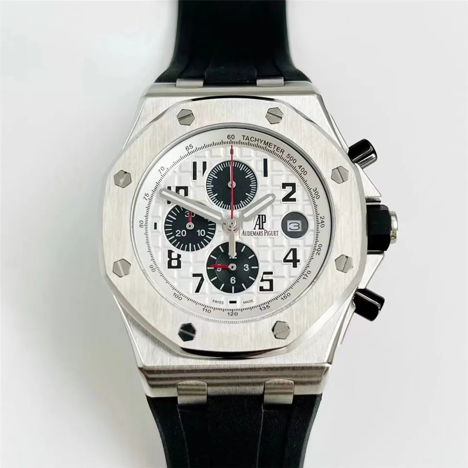 Men's 904L Stainless Steel Quartz Movement Watch in 42mm Crafted with Audemarses Piguetes Inspiration