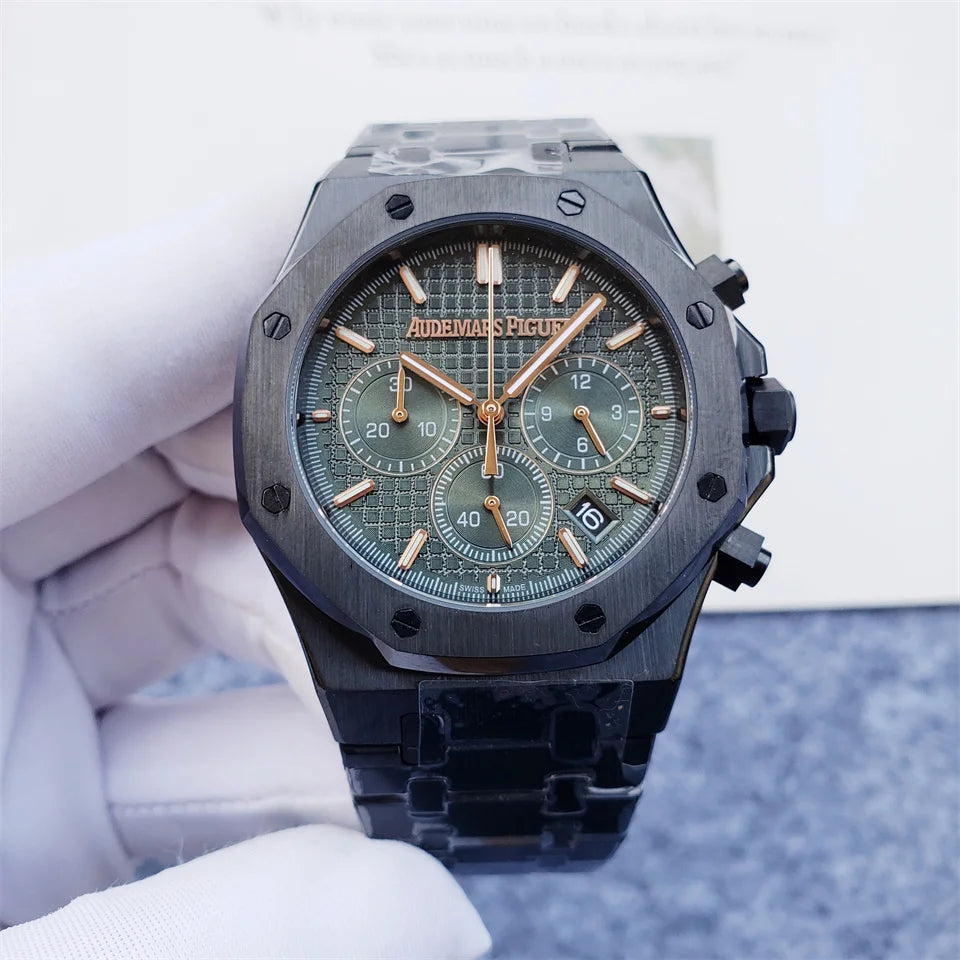 Men's 904L Stainless Steel Quartz Movement Watch in 42mm Crafted with Audemarses Piguetes Inspiration