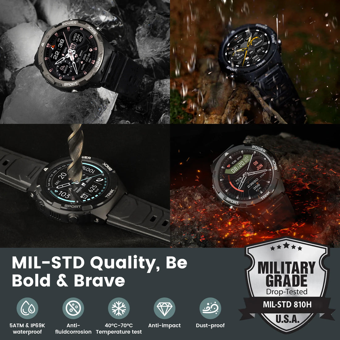 2025 Original KOSPET TANK S1 Military Smart Watch For Men Women AMOLED IP69K 5ATM Waterproof 60 Days Long Battery Bluetooth Call