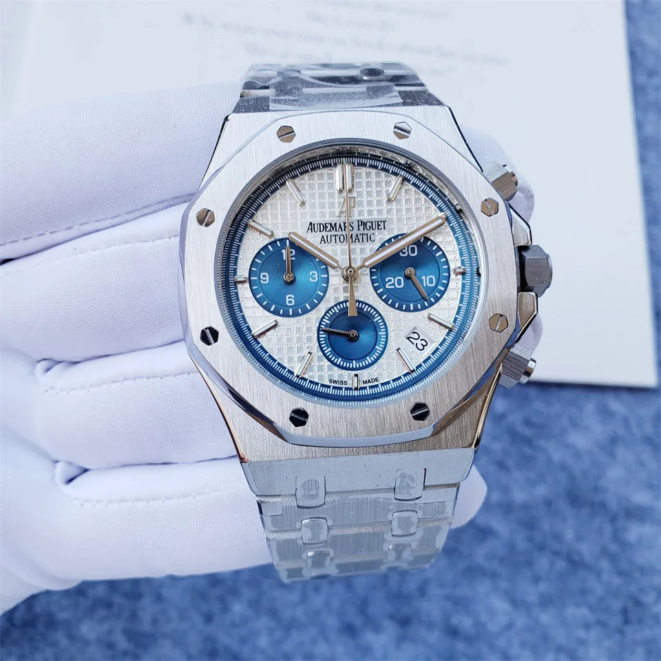 Men's 904L Stainless Steel Quartz Movement Watch in 42mm Crafted with Audemarses Piguetes Inspiration