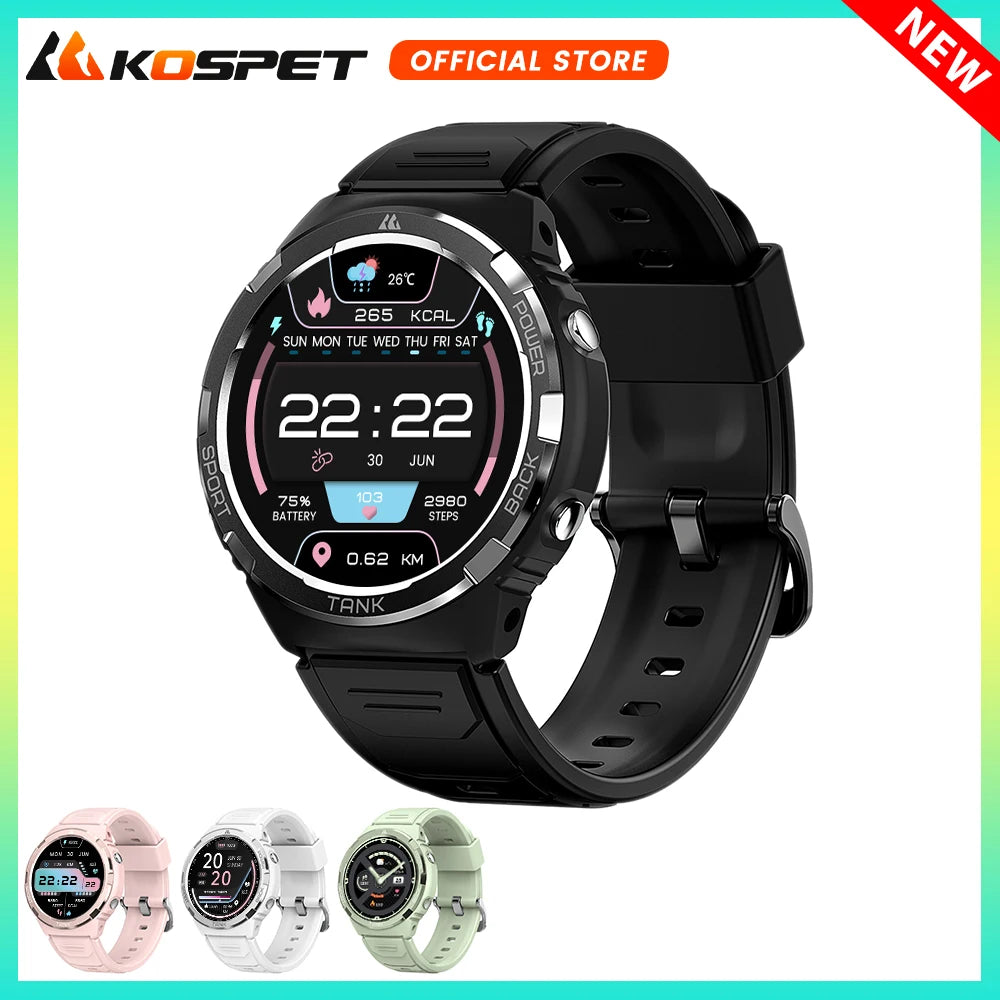 2025 Original KOSPET TANK S1 Military Smart Watch For Men Women AMOLED IP69K 5ATM Waterproof 60 Days Long Battery Bluetooth Call