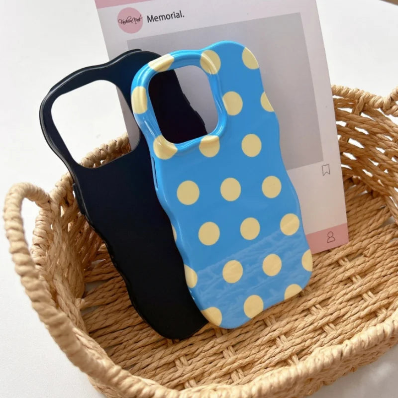 INS Cute Wave Fashion 2 in 1 Colorful Able Polka Dots Case For iPhone 16 15 14 13 Pro Max Camera Protect Shockproof Phone Cover