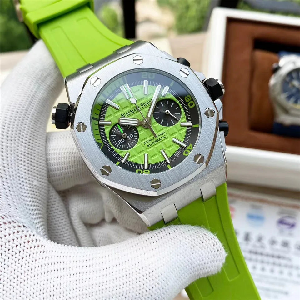 Men's 904L Stainless Steel Quartz Movement Watch in 42mm Crafted with Audemarses Piguetes Inspiration
