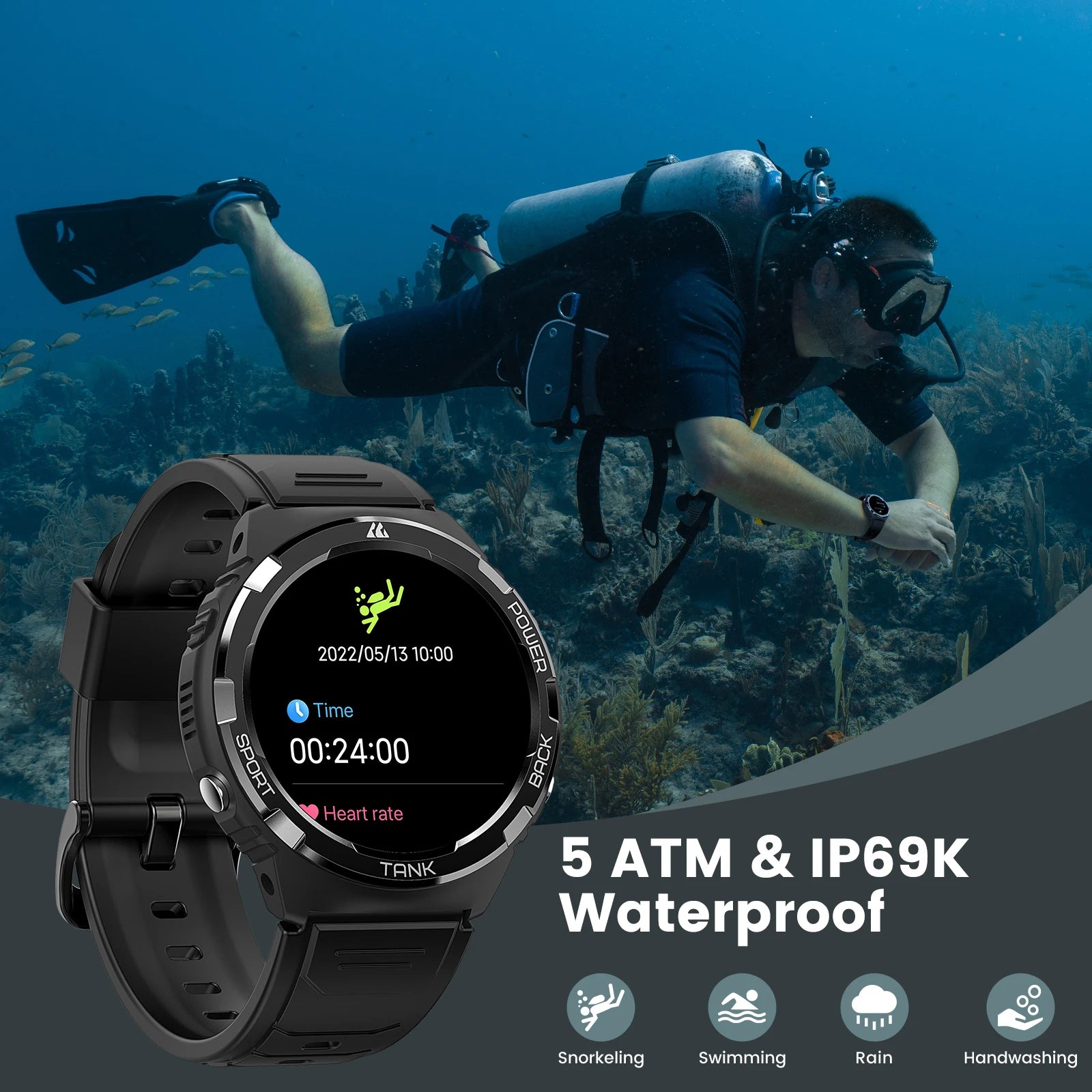 2025 Original KOSPET TANK S1 Military Smart Watch For Men Women AMOLED IP69K 5ATM Waterproof 60 Days Long Battery Bluetooth Call