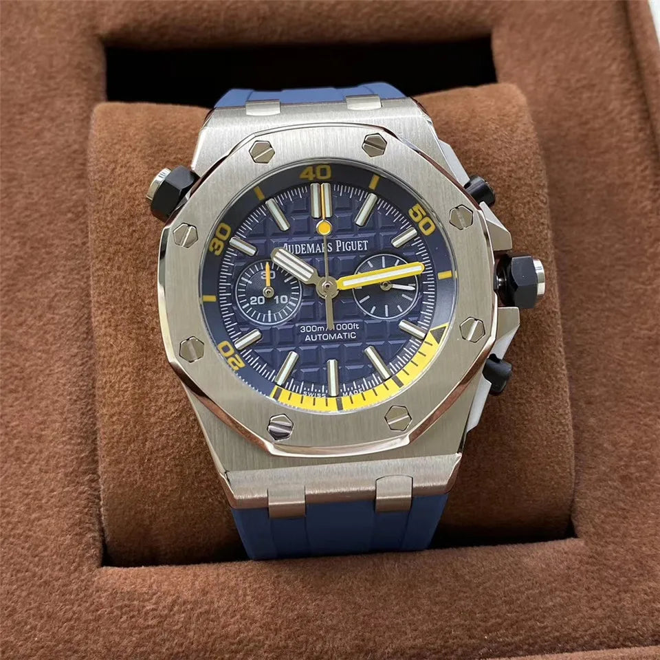 Men's 904L Stainless Steel Quartz Movement Watch in 42mm Crafted with Audemarses Piguetes Inspiration