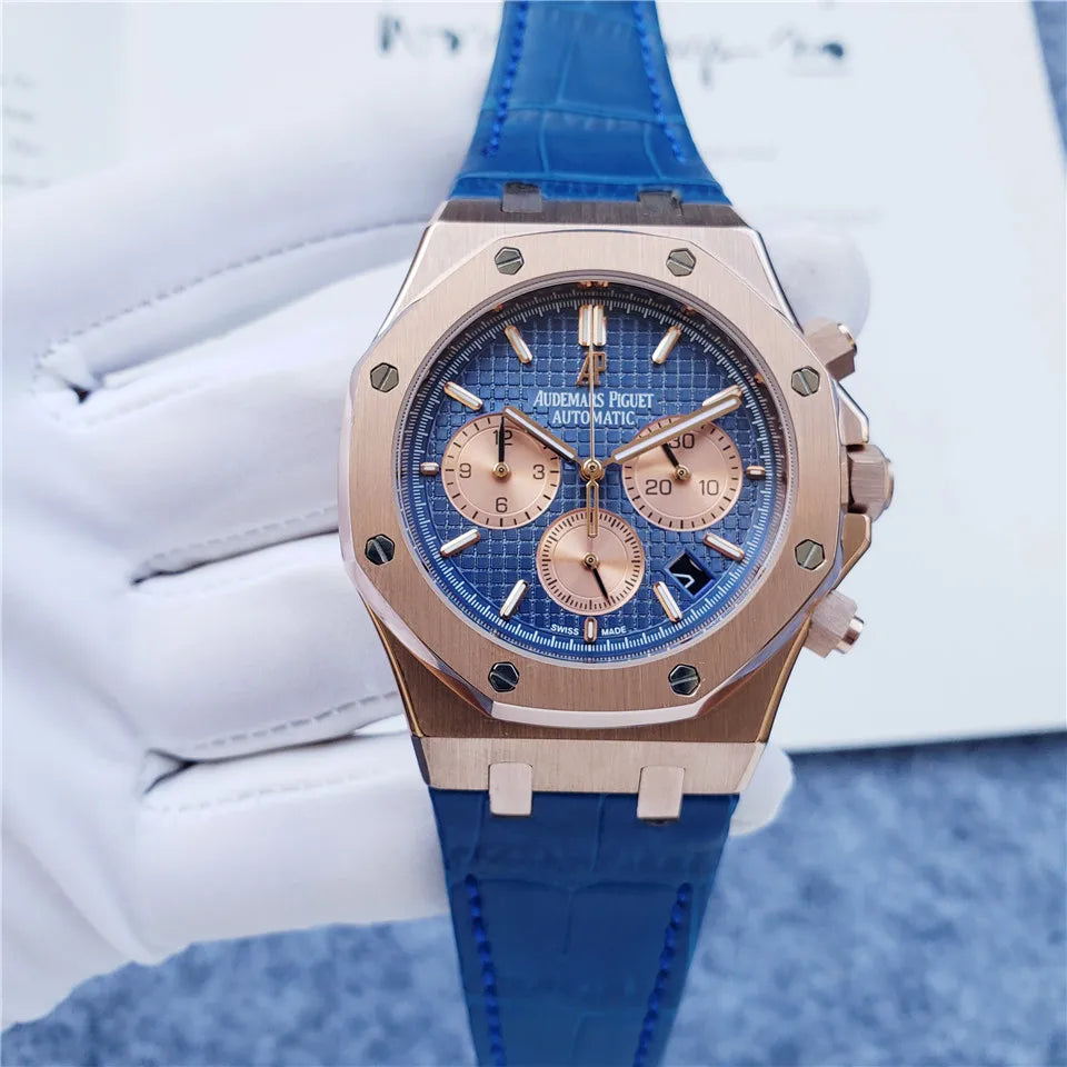 Men's 904L Stainless Steel Quartz Movement Watch in 42mm Crafted with Audemarses Piguetes Inspiration