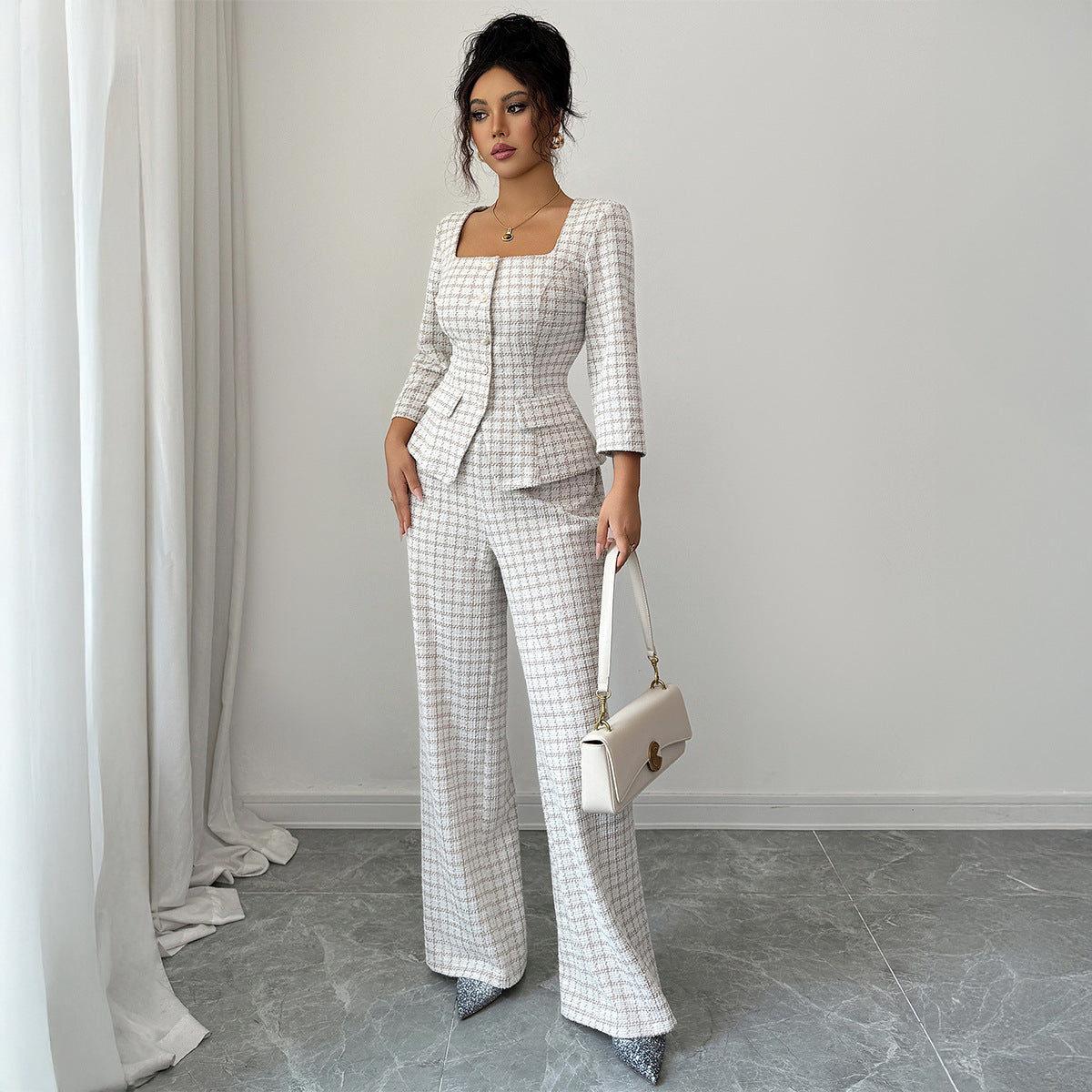 Elegant High-end Long-sleeved Shirt And Trousers Two-piece Set For Women