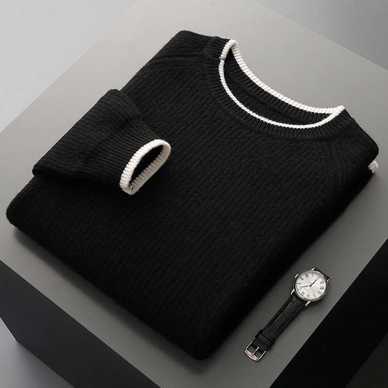 New Round Neck Double-strand Thickened Sweater For Men