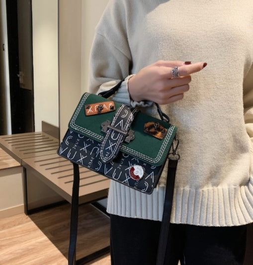 Versatile Ins Messenger  Badge Fashion Hand Small Square Bag