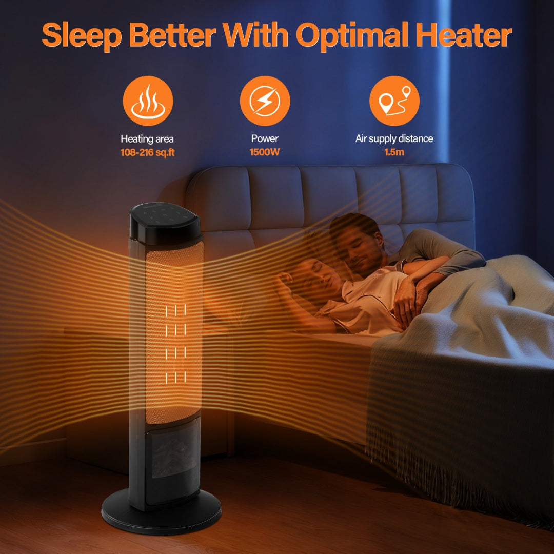 23inch Space Heaters For Indoor Use, Portable Heater With 7 Light Colors