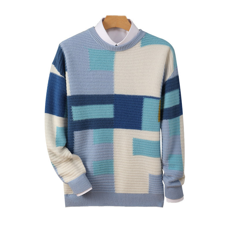 Cashmere Sweater Men's Loose Round Neck Multicolor