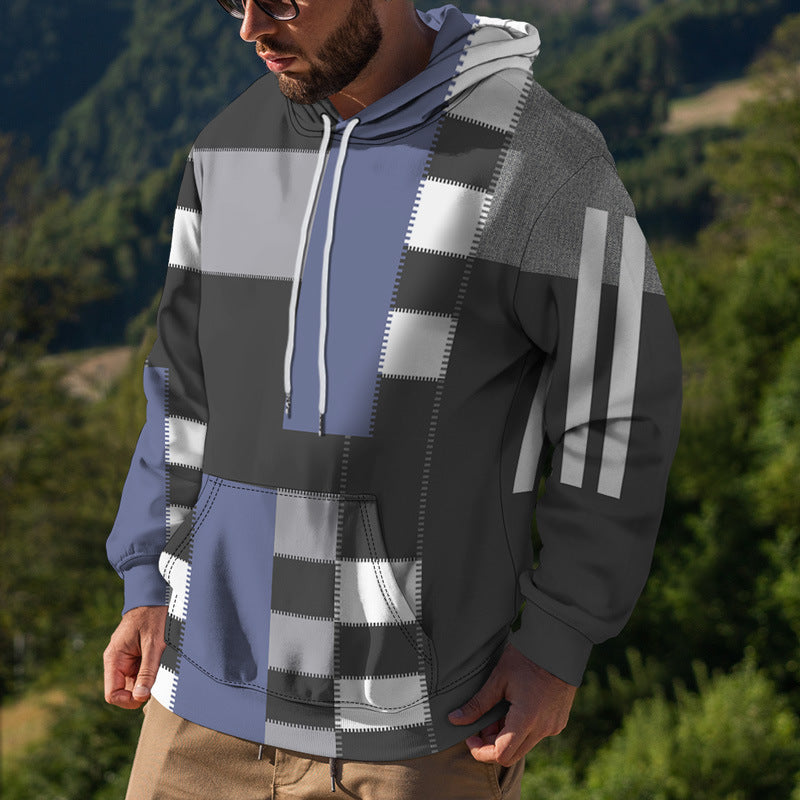 Hooded Sweater Men's Geometric Pattern Street Trend