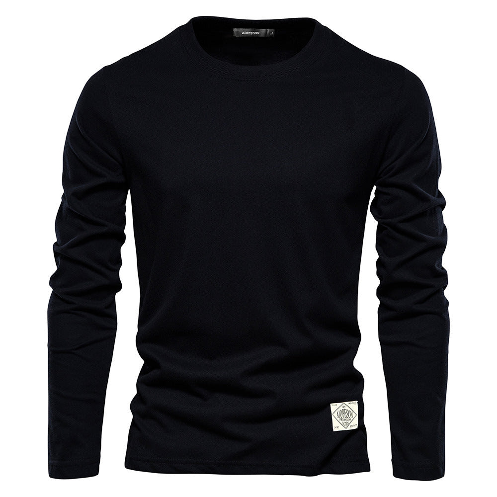 Men's Fashion Casual Exercise Outer Wear Round Neck Cotton Base Shirt