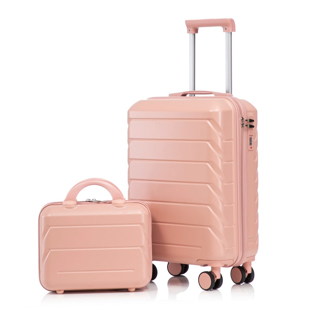 14  20 2 Pcs  Set In ABS Spinner Wheel Luggage, With Combination Lock,14 Cosmetic Case