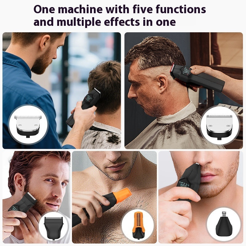 Magnetic Cutter Head Five-in-one Men's Household Hair Clipper Suit