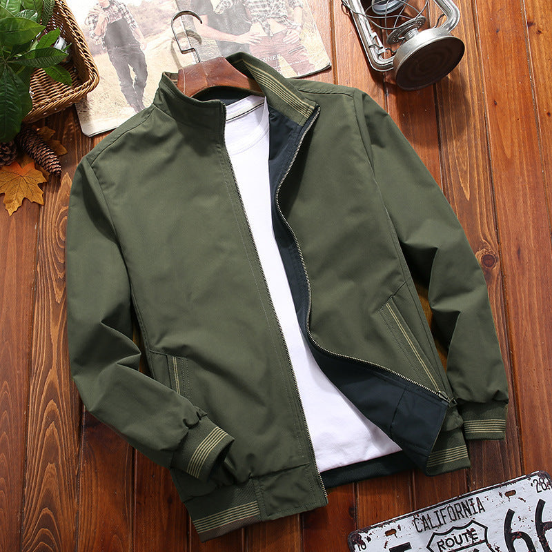 Men's Reversible Stand Collar Casual Jacket Youth Trend Men's Jacket