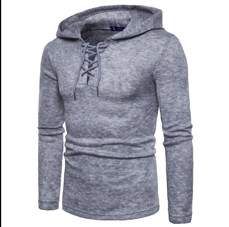 Men's Pullover Hooded Sweater Tie