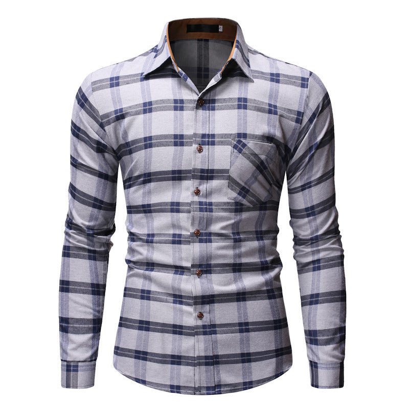 Men's Plaid Shirt Long-sleeved Shirt Pure Cotton Thickening Soft And Comfortable