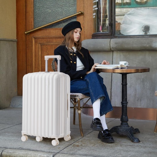 ABS Spinner Wheel Luggage  Carry On Suitcase  With Cup Holder  USB Port  Phone Holder 20  24   28