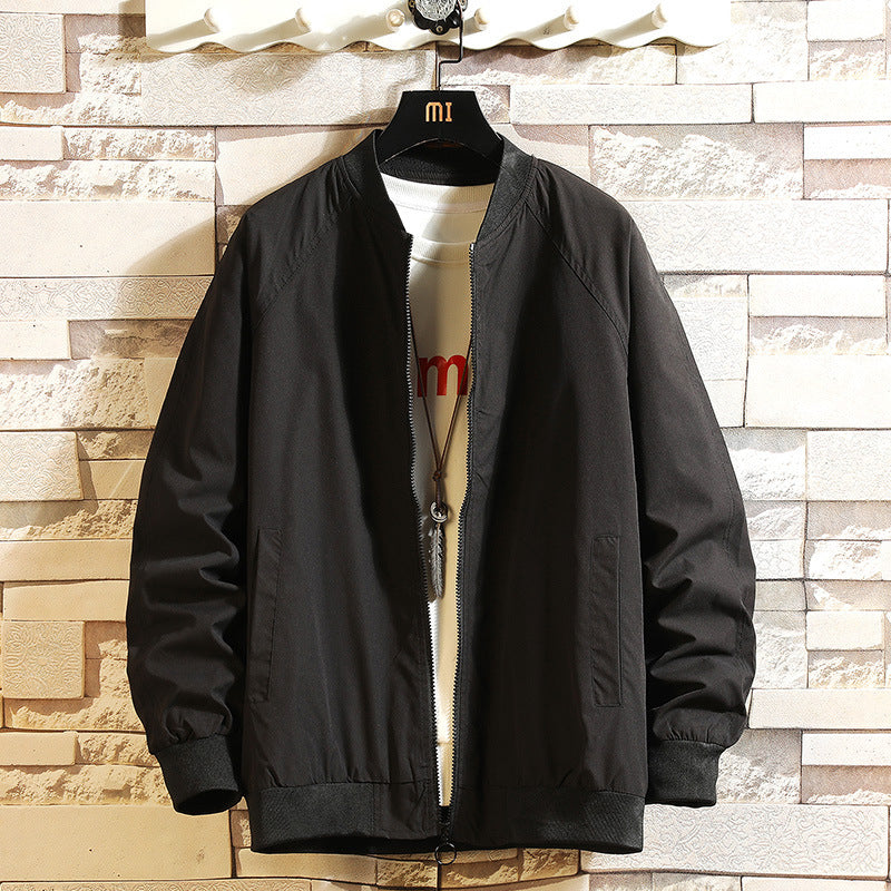 Fashion Baseball Uniform Loose Solid Color Thread Stitching Jacket