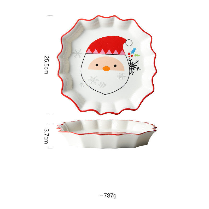 Creative Retro Christmas Cute Tableware Household Ceramic Plate