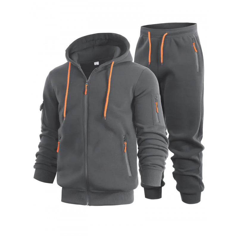 Mens Zip-Up Hoodie With Arm Pockets, Cardigan Sweatshirt Coat