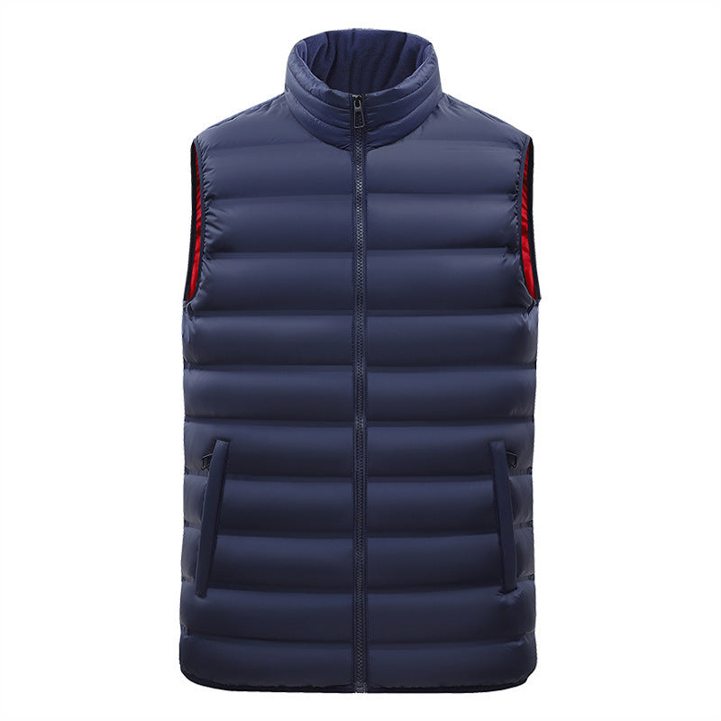 Men's Autumn Vest Stand-up Collar Cotton-padded Coat Plus Size Thin Coat