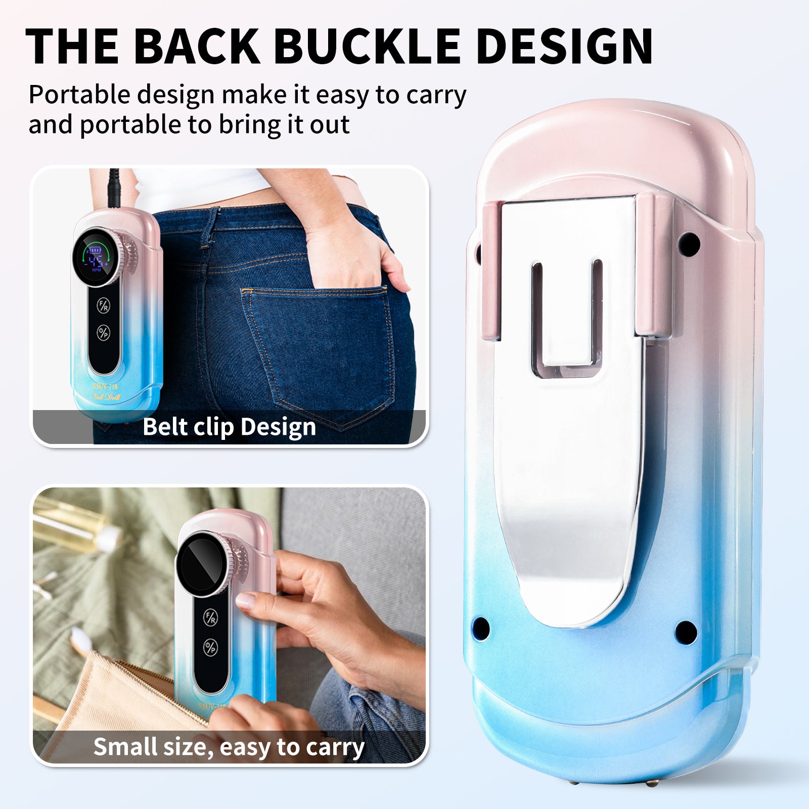 Nail Drill, Portable Electric Nail File 45000RPM, Rechargeable Nail Drill Professional With Bits & Base, For Acrylic Gel Nails, E-File Machine, Manicure Polishing, For Salon Home