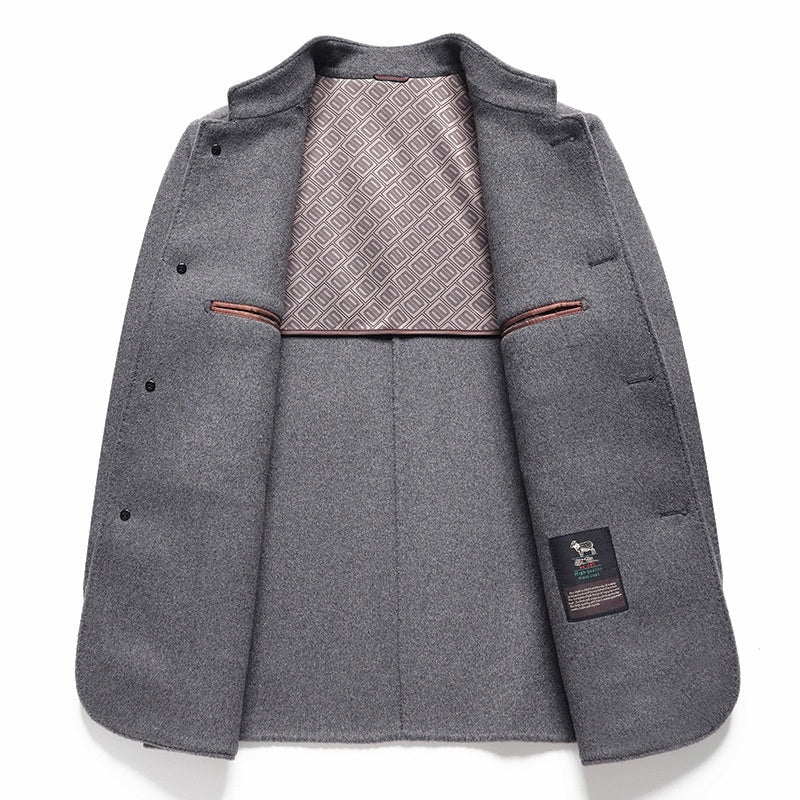 Men's Mid-length Stand Collar Double-faced Woolen Goods Wool Overcoat