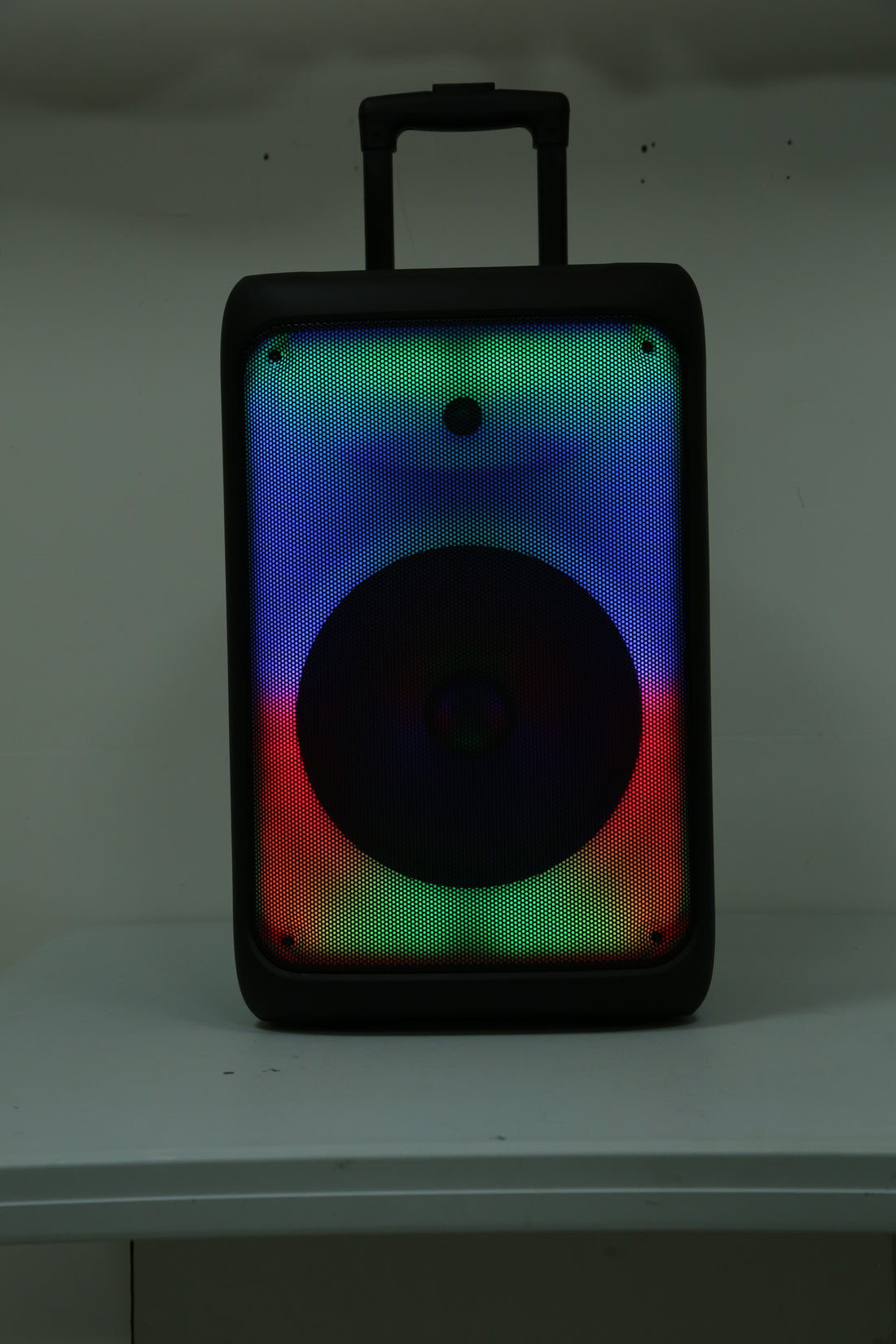 1Pc Portable Wireless Party Speaker Party Speaker With With 5 Colorful Lighting Modes TWS FM USB MMC Slot Aux In Recording Mic Priority Trolley Handle 2 Wheels Remote Control