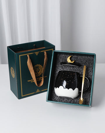 Starry Sky Ceramic Cup Black And White Embossed Mug Couple