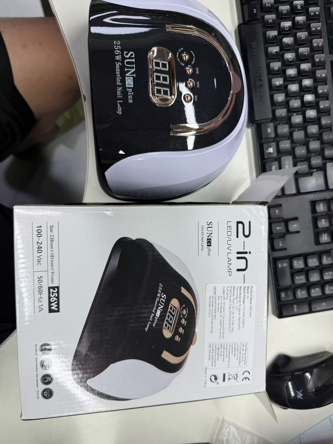 256W High-Power UV LED Nail Lamp With 4 Timer Settings, Automatic Sensor & Smart Display - Fast Gel Polish Curing, Purple & Black Design, Ergonomic Handle For Professional Manicures