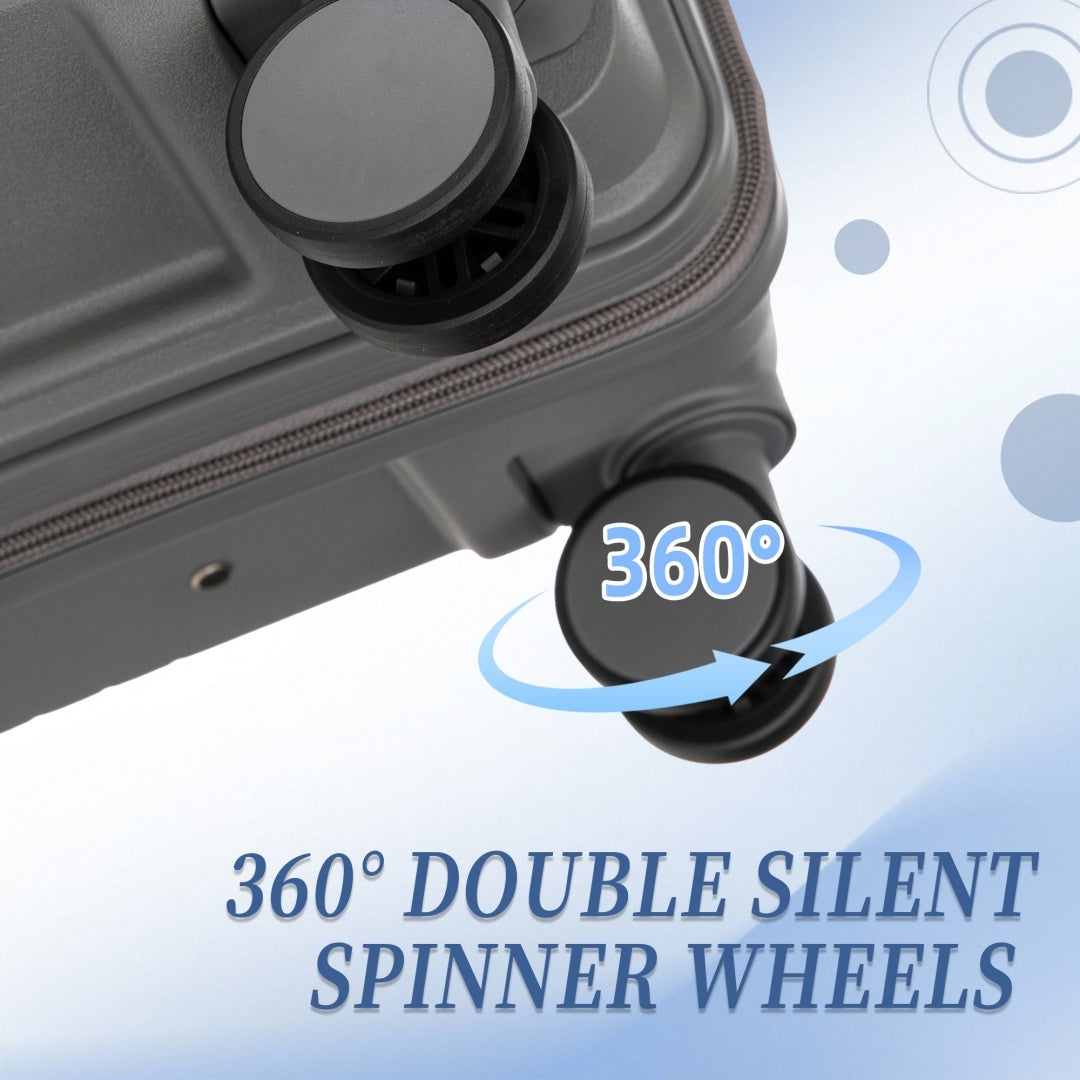 20   24   28  3 Pcs  Set In PP Spinner Wheel Luggage, Carry On Suitcase, Matching Color, Combination Lock