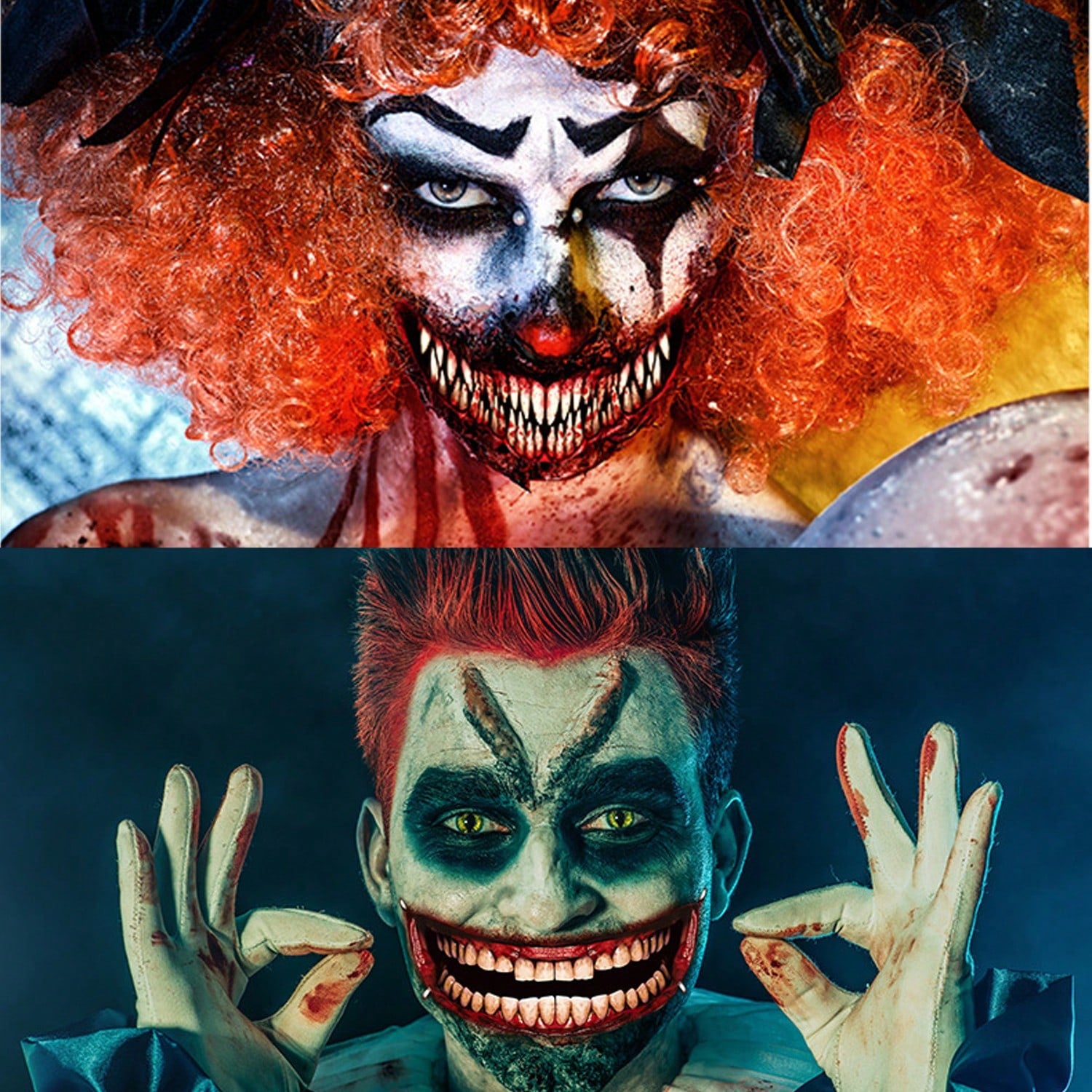 18 Halloween Prank Temporary Makeup Tattoos, Adult Clown Horror Face Tattoo Stickers, Suitable For Halloween Cosplay Parties And DIY Decorations