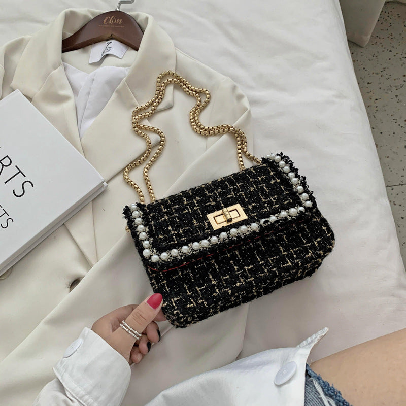 New Fashion Woolen Cloth Chain Bag Western Style One-shoulder Diagonal Bag