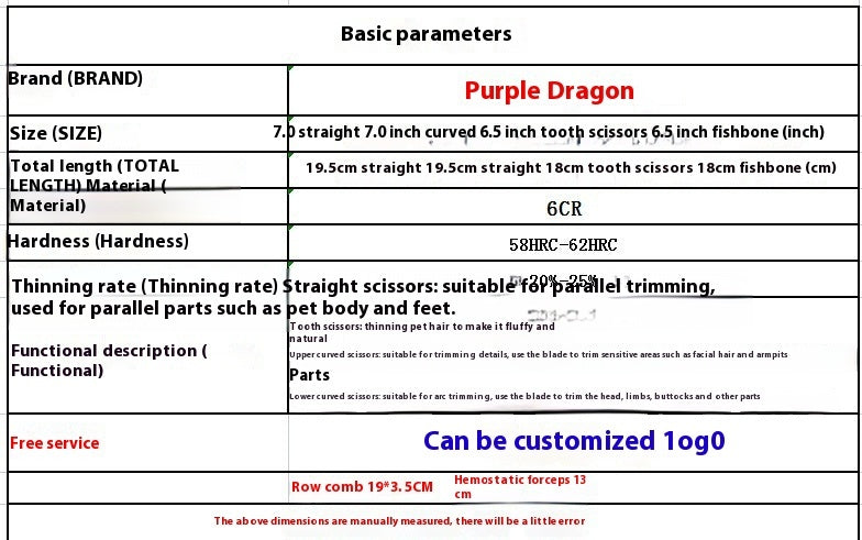 Shiryu Pet Scissors Dog Cat Hair Trimming Straight Scissors