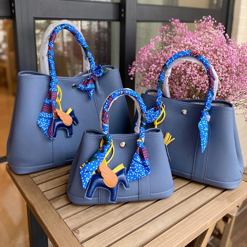 Women's Fashion Leather Lychee Grain Head Layer Cowhide Handbag