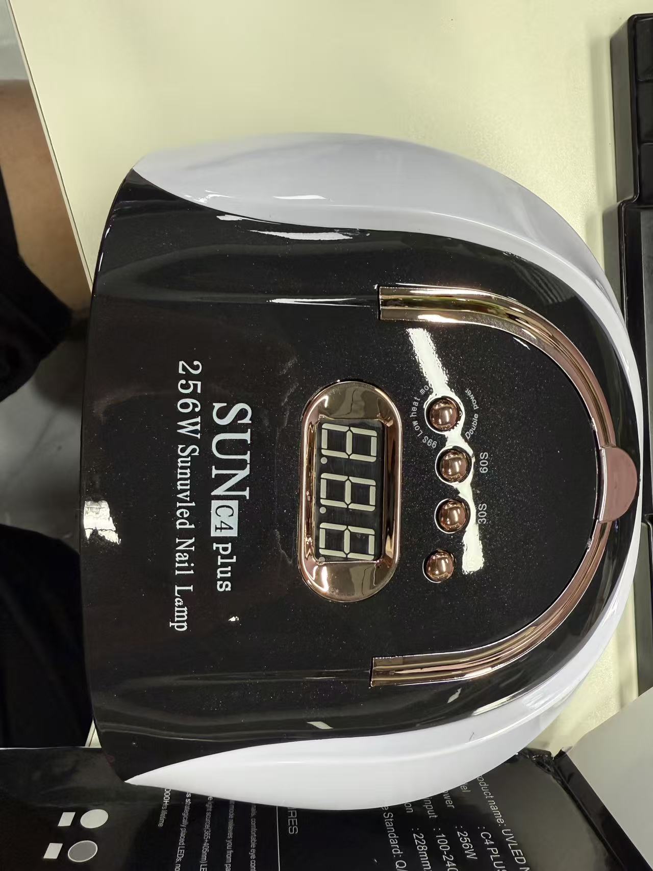 256W High-Power UV LED Nail Lamp With 4 Timer Settings, Automatic Sensor & Smart Display - Fast Gel Polish Curing, Purple & Black Design, Ergonomic Handle For Professional Manicures