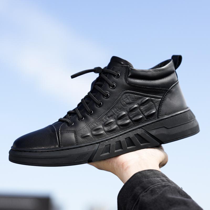 Pure Color Tied Trendy Wild Youth Men's Shoes