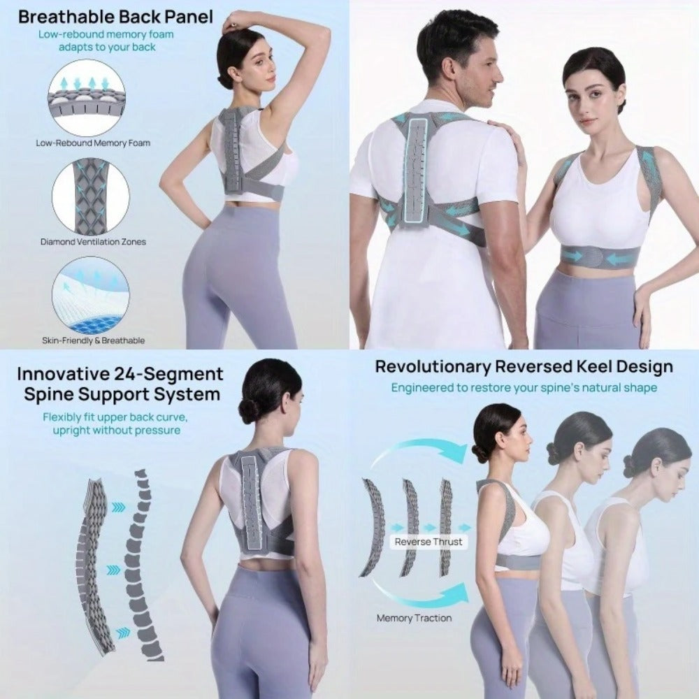 Back Support Posture Corrector For Women Men, Shoulder Supports & Immobilizers Scoliosis And Hunchback Adjustable Belt Back Brace For Lower Back Pain Posture Trainer