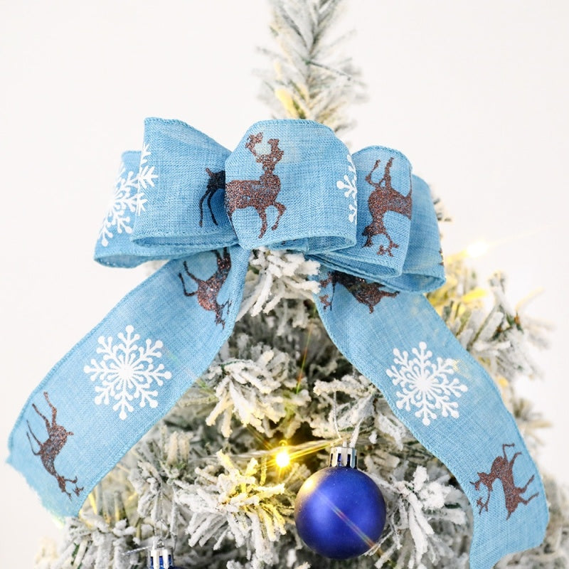 Christmas Tree With  Incandescent Warm White Lights, Snow Flocked Full Prelighted Xmas Tree With 820 Branch Tips & Foldable Stand, Lake Blue Gradient