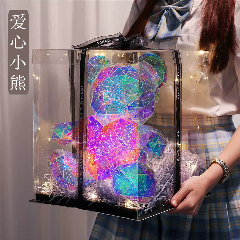 Colorful Heart-hugging Bear Luminous Valentine's Day Gift