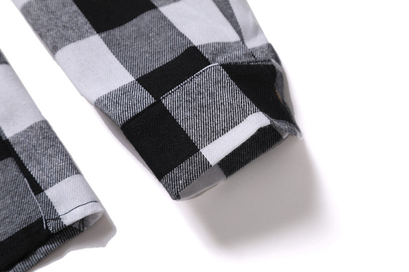 A Long-sleeved Pocket Checked Shirt With A Lapel For Young Men In Autumn And