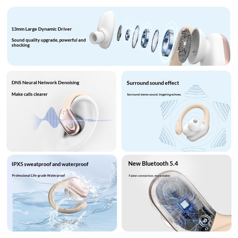 Smart Tech Noise-canceling Digital Display Charging Case Over-ear Wireless Headphones