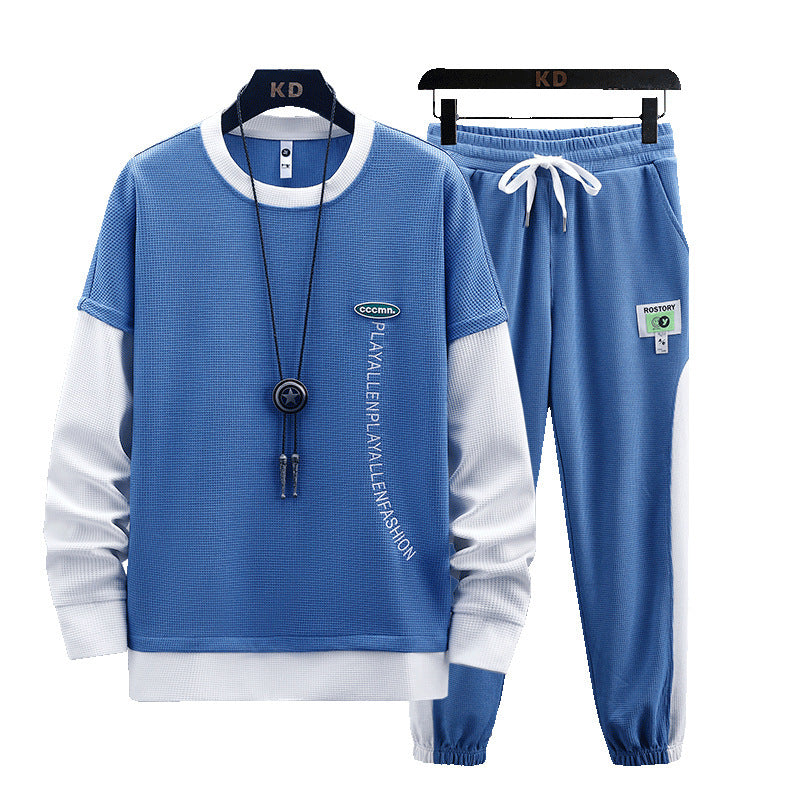 New Waffle Sweater Men's Casual Sports Suit