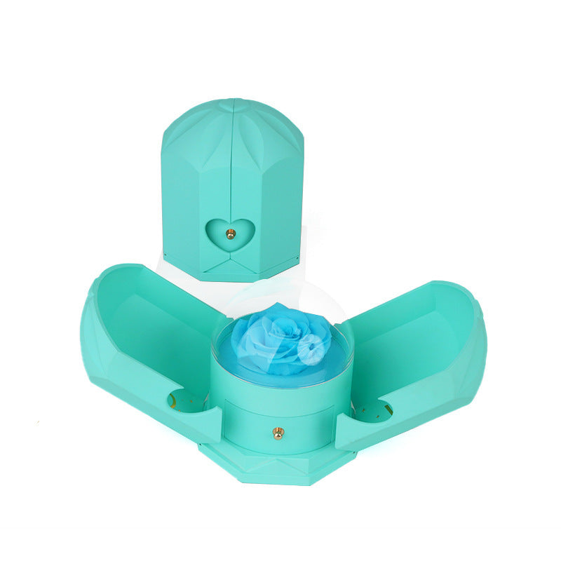 Creative Double Open Rose Gift Box Drawer Jewelry Box