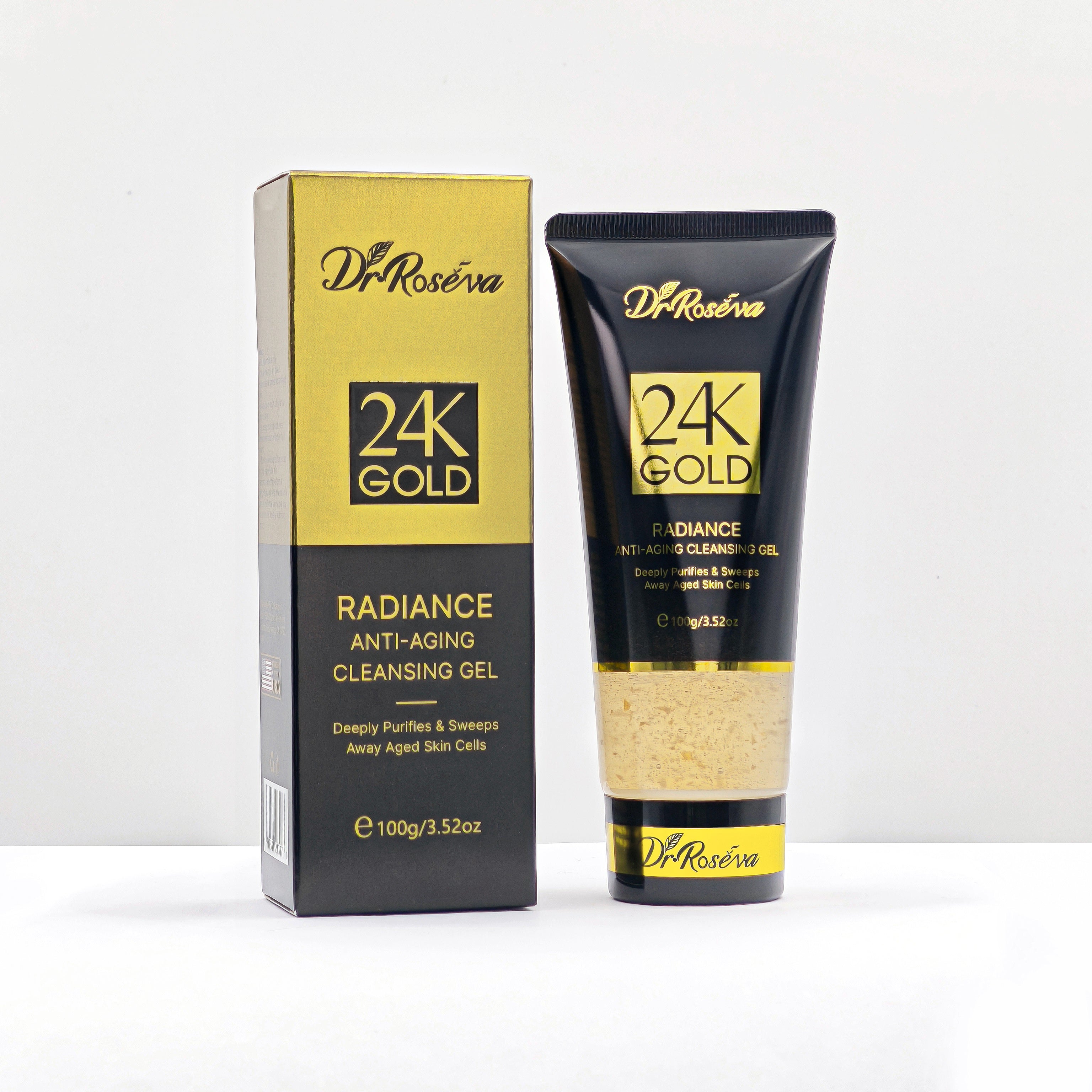 DR.ROSEVA 5Pcs 24K Gold Radiance Luxury Set Brightening & Firming Skincare Gift Box With Hyaluronic Acid Niacinamide Serum