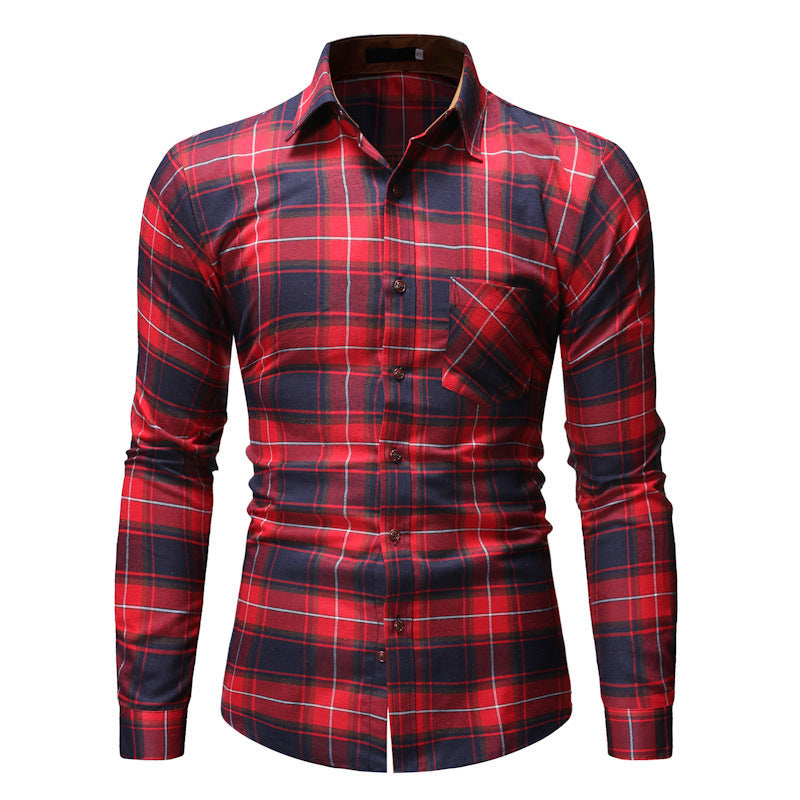 Men's Plaid Shirt Long-sleeved Shirt Pure Cotton Thickening Soft And Comfortable